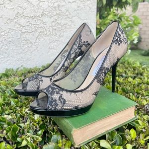 Jimmy Choo Black Lace Heels Pumps 39.5 9.5